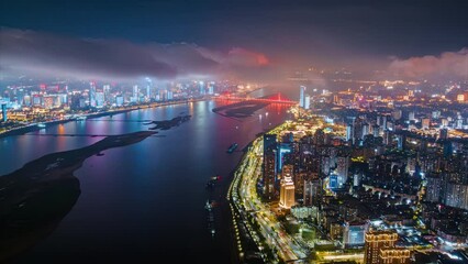 Poster - Time-lapse photography of city scenery of Nanchang, Jiangxi, China	