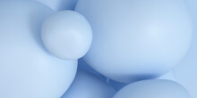 3D Background Of Smooth Pastel Blue Bubbles