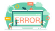 © robu_s - Warning error, businessmen looking at an internet failure screen on computer, page unavailable. Caution sign on laptop. Concept of technical support, website maintenance services, security message