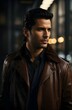 © ShaRiq - portrait of a man with dark hair in elegant leather jacket