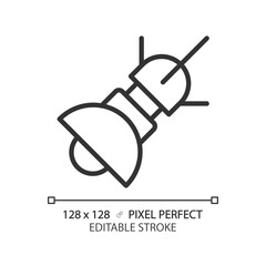 Sticker - Space based radar pixel perfect linear icon. Tracking system. Satellite technology. Earth observation. Thin line illustration. Contour symbol. Vector outline drawing. Editable stroke