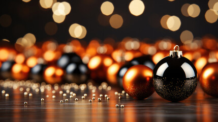 A christmas background made of orange and gold with black as the primary color