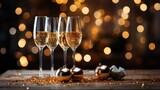 Fototapeta  - glasses of champagne, new year and end of year party