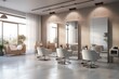 © Iryna - A modern and stylish hair salon with professional equipment and comfortable seating providing a luxurious beauty experience.