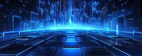 Aufkleber - blue technical digital background circuit board illustration