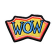 wow embroidered patch badge on isolated transparent background png, generative ai