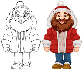 Sticker - Old Man Cartoon Character in Winter Attire