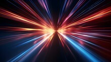 Futuristic Speed Motion With Blue And Red Rays Of Light Abstract Background