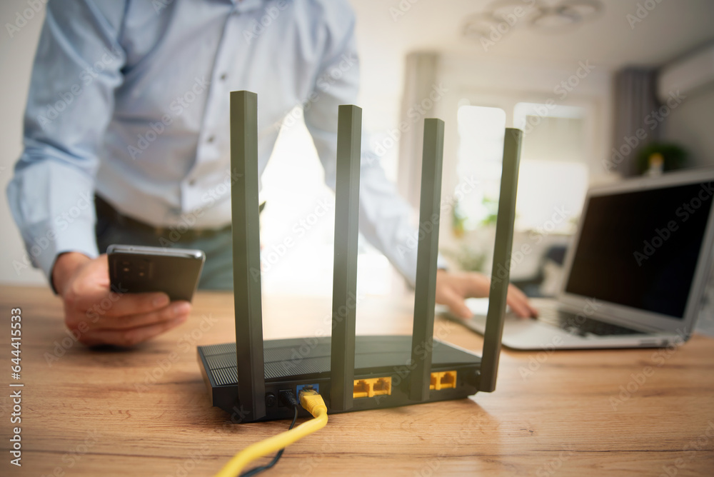 Fast and wireless internet with home router Stock Photo | Adobe Stock