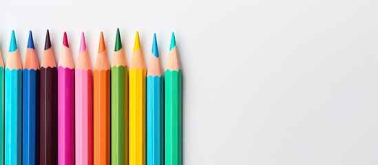 Aufkleber - Vivid pencils on isolated pastel background Copy space