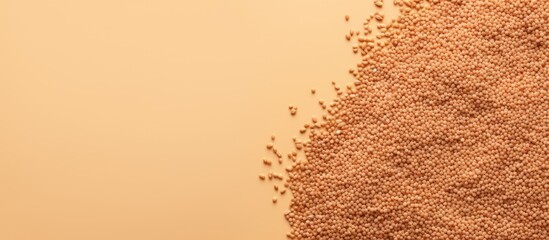 Poster - Raw bulgur seeds seen from above on a isolated pastel background Copy space