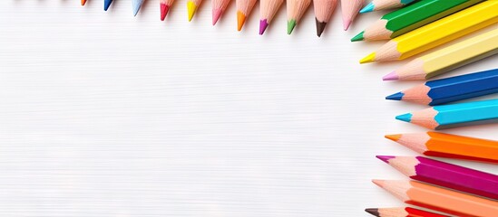 Aufkleber - Vivid pencils on isolated pastel background Copy space