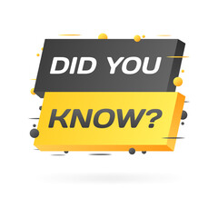 Did you know sign. Flat, yellow, question icon, did you know sign. Vector icon