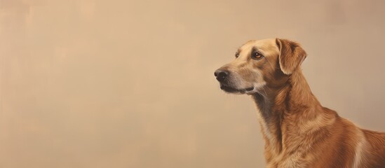 Poster - Mutt with light colored fur standing in studio isolated pastel background Copy space