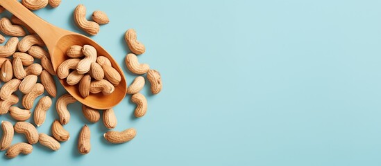 Aufkleber - Unshelled peanuts on isolated pastel background Copy space