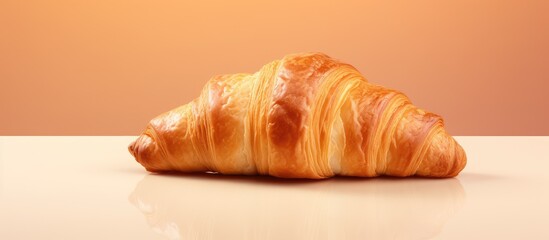 Aufkleber - Tasty croissant against isolated pastel background Copy space