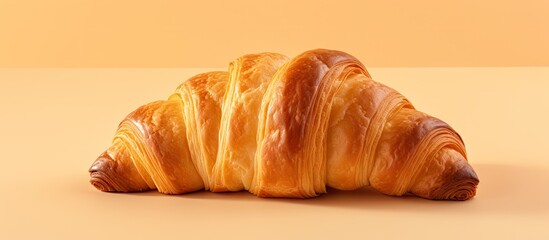 Aufkleber - Tasty croissant against isolated pastel background Copy space