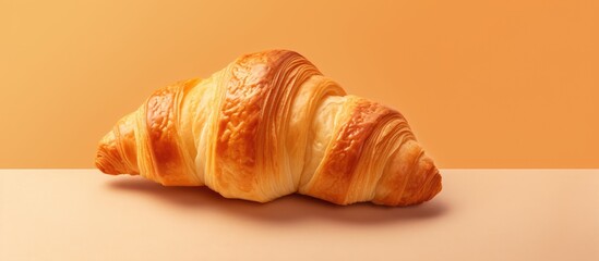 Aufkleber - Tasty croissant against isolated pastel background Copy space