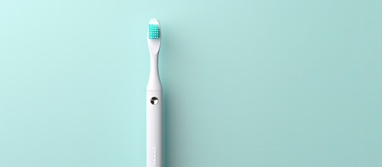 Aufkleber - Ultrasound toothbrush displayed against isolated pastel background Copy space