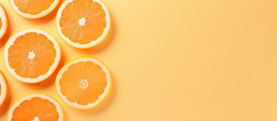 Aufkleber - Sliced orange fruit on isolated pastel background Copy space
