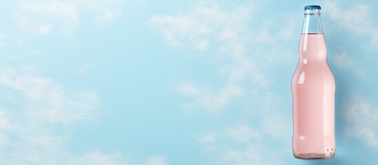 Poster - Plastic bottle with clipping path drink displayed on a isolated pastel background Copy space