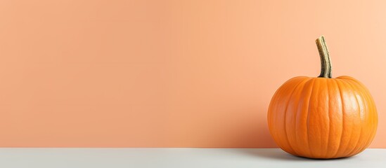 Poster - Pumpkin on a isolated pastel background Copy space
