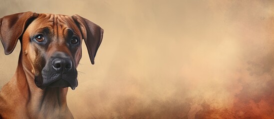 Aufkleber - Rhodesian dog portrait for copy space and banner purposes isolated pastel background Copy space