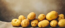 Yellow Potatoes With A Shape Are Sorted On A Isolated Pastel Background Copy Space