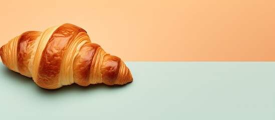 Aufkleber - Tasty croissant against isolated pastel background Copy space