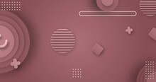 Rusty Brown Color Minimalistic Geometrical Shapes Motion Graphics Background. Animated Background Of Different Assorted Shapes Consist Of Circles, Rings, Square And Lines Waving, Moving And Rotating. 