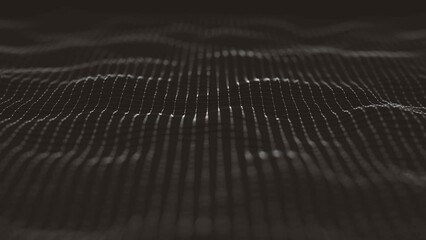Poster - Abstract Minimal Mesh Waving Background/ 4k animation of an abstract fractal background with mesh surface and particle lines waving and depth of field blur