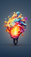 Colorful Creative idea concept with lightbulb made from colorful paint