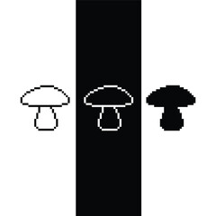 Wall Mural - pixel mushroom icon.  Vector pixel art 8 bit game logo for company 
