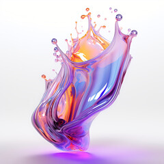 Aufkleber - Iridescent holographic flowing cloth, multicolored gradient substance. Abstract futuristic 3d illustration.