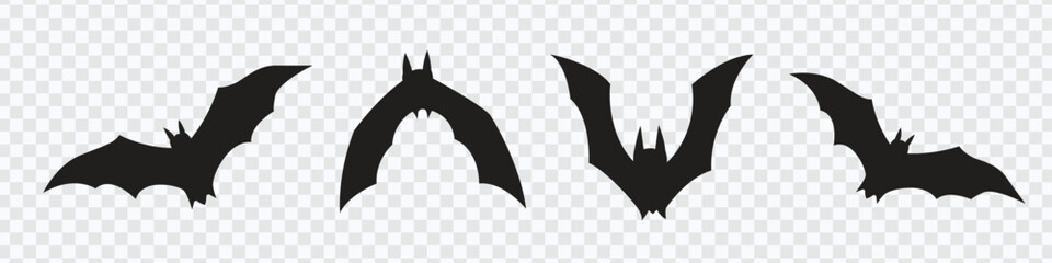 Poster - Halloween bat silhouette set, horror bat graphic. Vector illustration