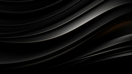 Wall Mural - Drapery fractal wave, minimal black dynamic metal flow, futuristic and technology concept 3d illustration, luxury abstract modern background.