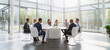 Business people in Round table discussions at Business conventions and Presentations, meeting business partners in the conference room, blurring the image