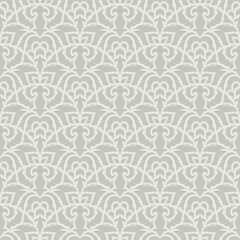  Abstract seamless pattern in vintage style. Gray background, texture with floral motif, abstract flowers, leaves. Template for fabrics, wallpaper, textiles, clothes, pillows, bed linen, tile, wrap.