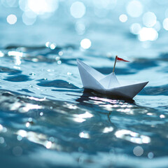 Poster - Paper Boat Origami Nautical Vessel Water 