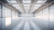 © ckybe - A modern, white warehouse interior, devoid of any items..