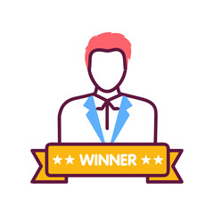 Winner success icon symbol vector image. Illustration of reward champion win championship bedge design image 