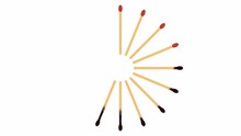 Loading Wheel With Burning Matches. 2D Animation Video With Alpha Channel.