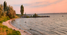 Kakhovka Reservoir. Summer Beach Landscape
