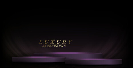 Wall Mural - Dark brown illustration with round purple podium