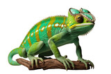 Fototapeta Zwierzęta - Colorful Chameleon Isolated on a Transparent Background PNG. Generative Ai
