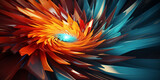 Schöner abstrakter futuristischer Hintergrund in spiral förmigen bunten leuchtfarben für Webdesign und Drucksachen als Vorlage in Querformat für Banner, ai generativ