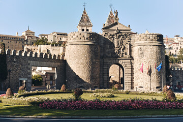 Sticker - The Puerta de Bisagra, is a city gate of Toledo, Spain. Castile and Leon. Spain