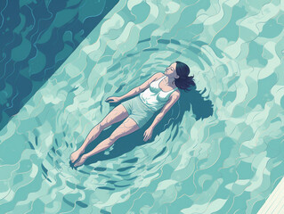 Wall Mural - woman holiday illustration girl design water pool person young summer swim. Generative AI.