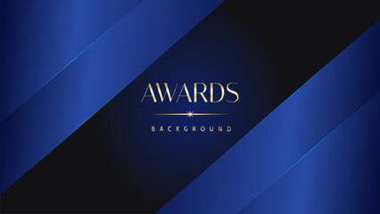 Wall Mural - Dark blue golden royal awards graphics background. Lines growing elegant shine spark. Luxury premium corporate abstract design template.