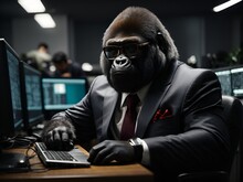 Gorilla Businessman Wearing Glasses